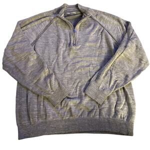 Tommy Bahama 100% Cotton 1/4 Zip Sweater - Gray - Size Medium